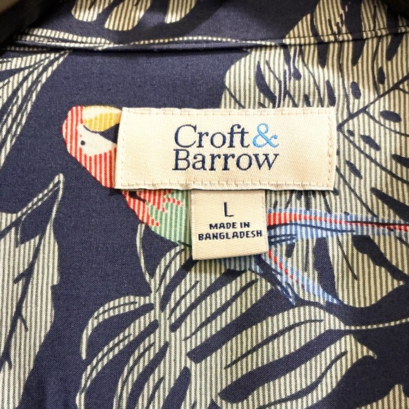 Croft & Barrow Navy Parrot Print Men's Shirt - Picture 6 of 8